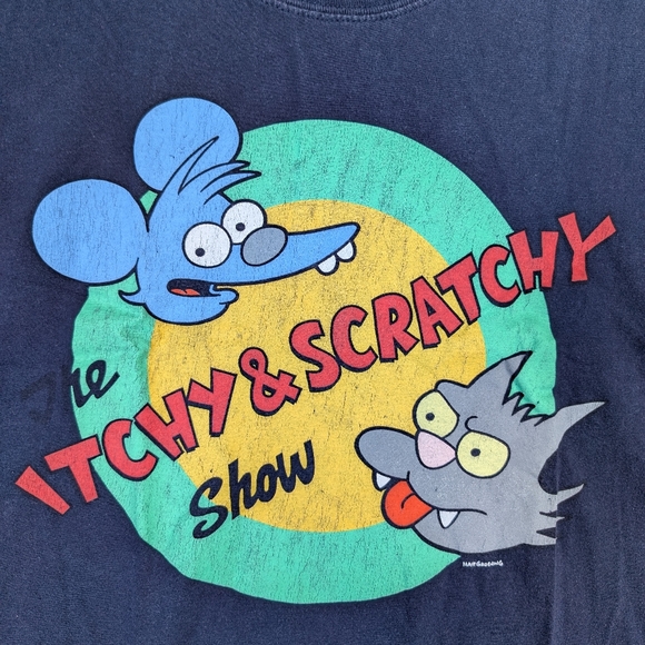 The Simpsons, The Itchy & Scratchy Show T-shirt Size XL Blue - Picture 2 of 10
